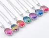 12pcs lot Luckyshine Vintage mix couleur ellipse bi colored tourmaline 925 Collier en argent femme mode cz pendant sets Ship275S274554567