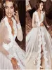 Casual Dresses 2021 Sexig Deep Vneck Women Long Dress Fashion Lace Sheer Mesh Sleeves Ladies See Through White Wedding Vestido6040627