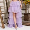 Skirts Women's Tulle Bubble Mesh Tiered Poofy Fairy Prom Dress Tutu A-Line Elastic High Waist Halloween Midi