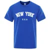 T-shirts masculins U.S.A New York USA City Strt Imprimé pour les hommes T-shirt surdimensionné en vrac Souffle Short SEVE Coton Cotton H240508