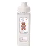 Water Bottles Large Capacity Square Bottle With Lovely Sticker And Straw - Heat Resistant Leakproof