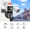 Didseth Outdoor IP -Kamera 8K 16MP WiFi 4 Objektivbildschirme 10x Zoom Human Auto Tracking CCTV Videoüberwachung Panoramic Cam 240506