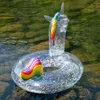 Ring simning tydlig ierable transparent glitter flamingo enhörning pool float söta strand badringar för vuxen sommarlovet leksaker s