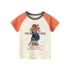 Tシャツ漫画ベアTシャツの男の子2024夏の子供用コットントップ恐竜プリントTシャツの子供服Direct Shippingl2405