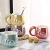 Tasses en céramique Certe de café Carte de tasse Love Cartoon avec couvercle Scoop Milk Office Girl Famille cadeau
