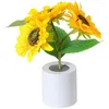 Decorative Flowers Desk Light Night Stand Lamp Bedroom Office Decor Accessories Sunflower LED Lights Plastic Table Child Yellow