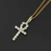 Hip Hop Cross Diamonds Pendants Colliers pour hommes Femmes Collier Gift Bijoux Gold Cople Copper Zircons Cuban Link Chain