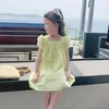 Vestidos de menina vestido de bebê vestido bebê crianças doces praia criança plissada roupas roupas roupas vestidos de manga de sopro de 3 a 8 anos