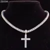 Colliers pendants Men Femmes Hip Hop Cross Collier avec 4 mm Zircon Tennis Chain Iced Out Bling Hiphop Jewelry Fashion Gift 187S