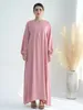 Etniska kläder Eid Modest Solid Abaya Dubai Muslim Kaftan Dresses Palestine Thobe Abayas For Women Kebaya Robe Caftan Marocain Femme