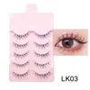 Faux cils 5 paires de cils invisibles doux avec des cils super naturels 3D Extension du lot réutilisable pour le maquillage D240508