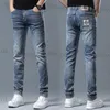 Men's Jeans designer New Jeans for Men's Light Luxury Thin Elastic Feet Slim Fit Men's Clothing