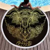 Éléphant Bohemian Pichet Tapestry Black 150 cm Round Beach Towel grand pour adultes Microfibre Toalla Absorbant Tates de couverture 252H