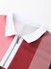 Casual heren met korte mouwen Polo Shirt Slim Fit Zipper Flip Collar Stripe Print Street Clothing Mens Party Top S-XXXL 240507