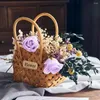 花瓶シンプルな美学四角骨織りバスケット家の装飾花のインテリア飾りモダンピクニック雑貨貯蔵庫ギフト
