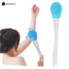 Baignoire électrique Brosse en silicone à double face manche à main le ménage étanche massage corporel brosse longue poignée arrière artefact de frottement de frottement 240422