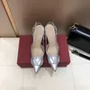 Métal Ve-Buckle Designer Femmes Chaussures Slingback Talons sandales Généreuse cuir classique V chaussure Luxury Plat Sandale pointu 6cm 8cm 10cm Talon mince Robe sexy Sandale Sandale