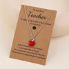 Pendant Necklaces 2024 Fashion Enamel Red Apple Necklace With Inspirational Card Teacher's Day Jewelry Gifts Girl's Party Accessories