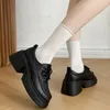 Обувь обувь маогу черная повседневная женщина -женская обувь Оксфордская платформа на каблуках насосы моды 2024 Женщины Осенний раунд ноги плюс 42