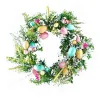 Couronnes Round Pâques Couronne avec œufs pastel Porte d'entrée suspendue Prendants Spring Fenêtre Artificiel Fleur Garland pour la célébration Décor