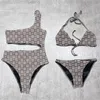 Bikinis clássicos de moda feminina Carta sexy impressão de duas peças Tuas de banho encantadoras Lady Bikini Beach Wear