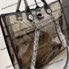 Kvinnors lyxiga shoppinghandväska Chan Beach Bag Fashion Designkedja axelväska handhållen stor kapacitet ny transparent läder tygväska