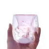 Cat Claw Paw Coffee Mug Cartoon Cute Milk Juice Home Office Cafe Cherry Pink Transparent Double Glass Paw Cup Q1215 250J