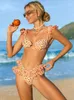 Frauen Badebekleidung In-X Braut Bikini Blumendruck 2 Stück Set Sexy Micro Push Up koreanischer Stil Frauen Beachwear Sets Badeanzug