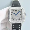 다이아몬드 남성 시계 럭셔리 시계 40mm 자동 기계식 8215 운동 다이아몬드 베젤 사파이어 유리 디자이너 시계 고무 팔찌 고품질 Montre de Luxe