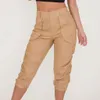 Vestidos informales básicos para mujer Set suelto de carga Capri Bolsa de papel Pantalones de corte de cintura alta ultra delgada para pantalones casuales con bolsasl2405
