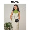 2024 Muva Spring/summer Clamping Saddle Bag Genuine Leather Small Carrying Handheld Crossbody Unique Single Shoulder