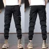 Pantalon pour hommes en coton tactique streetwear plusieurs poches décontractées pantalon gris slim fit