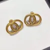 Designer Classic Style Double Letter Stud Earrings Aretes Ladies Fashion Simple SMYCHRY Retro Ear Studs High Quality 254m