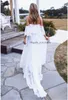 2022 Off épaule Boho Lace Beach Robes de mariée Bohemian Bridal Robe plus taille Photographie Femme Vestidos de Noiva Mariage 3092