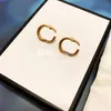 Retro Double Letter Earrings Studs Designer Gold Earrings Women Ear Studs Jewelry