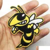 Cartoon Accessories Angry Bee Honeybee Animal Iron On Embroidered Clothes Patches For Clothing Stickers Garment Wholesale Drop Deliver Ots3Y