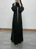 Ethnische Kleidung Abaya Femme Musulman Middle East Fashion Elegant saubere Farbnagelbeuld Diamant Schnüre -up -Strickwäsche Muslim für Frauen