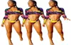 2019 Neue Frauen Sommerkrawatte Farbstoff farbenfrohen Druck Langarm Crop Top Pant Anzug zweiteiliger Bodycon Beach Badeanzug Schwimmwager 4154751