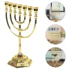 Dekor Tutucu Şamdan Menorah Stand Tutucular Dekor Candelabra Yahudi Yatak Duvar Yatak Odası Vintage Şubeleri Retro İsrail Kudüs
