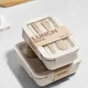 Сумки для ланч сумки 1PC Микроволновая ланч-коробка экологически чистая бесплатная пшеничная солома портативная коробка бенто кухонная пищевая еда