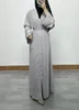 Ethnic Clothing Abaya Femme Musulman Middle East Fashion Elegant Clean Color Nail Bead Diamond Lace Up Cardigan Robe Muslim For Women
