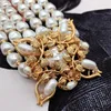 Baroque Pearl Jewelry Collier Stat Chokers Romantic Three Strands Flower Fleur de haute qualité accessoires de mariage Élégant 240428