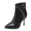 Сапоги 2024 модная зима заостренная тепловая короткая женская женская обувь Слим высокие каблуки в офис.