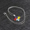 Colliers de pendentif 4 pièces multicolores émail autistique conscience de puzzle Collier Coll Ami déclaration # 277007