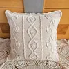 Crochet artisanal, fil de fil à floral taillé creux tissé, coussin canapé de salon rétro