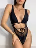 Swimwear féminin 2024 Femme un morceau de maillot de bain solide sans manches sans manches sans manches été adulte bowknot rapide sèche