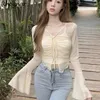 Work Dresses Matching Sets Women Long Sleeve Lace-up Thin Breathable Comfortable Sweet Sun-proof Holiday All-match Korean Style Chic Ulzzang