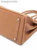 10Aカウンター高品質のHREMMSオリジナル1：1ブランドバッグBirkkis Bag BK35 Brown Silver Leather刻まれた22ハンドヘルドビンテージバッグ