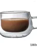 マグカップ世帯高ホウ症ガラス二重層カップハンドル透明なコーヒー濃縮花