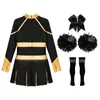 Girls Cheerleading Costume Set High School Music Cheerleading Uniform Childrens Halloween Pory-Playing Party Rabe Birthday Gift 240425